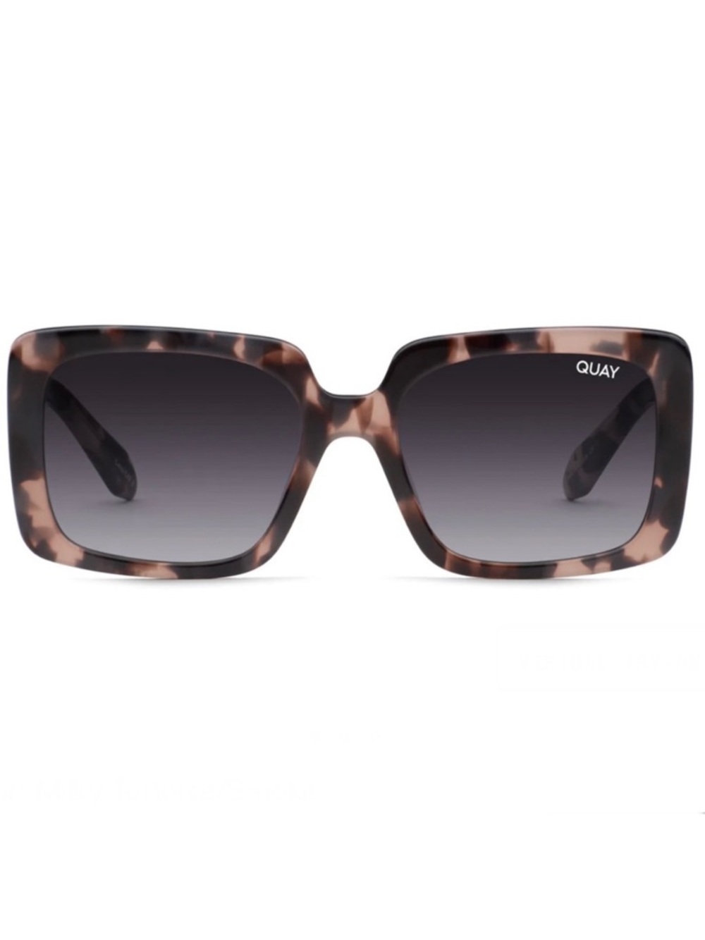 QUAY Total Vibe Sunglasses Milky Tortoise Frame Smoke Gradient Lens Square NWT